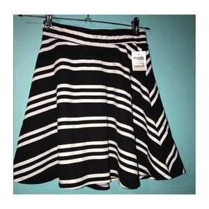 Black and white striped skater skirt